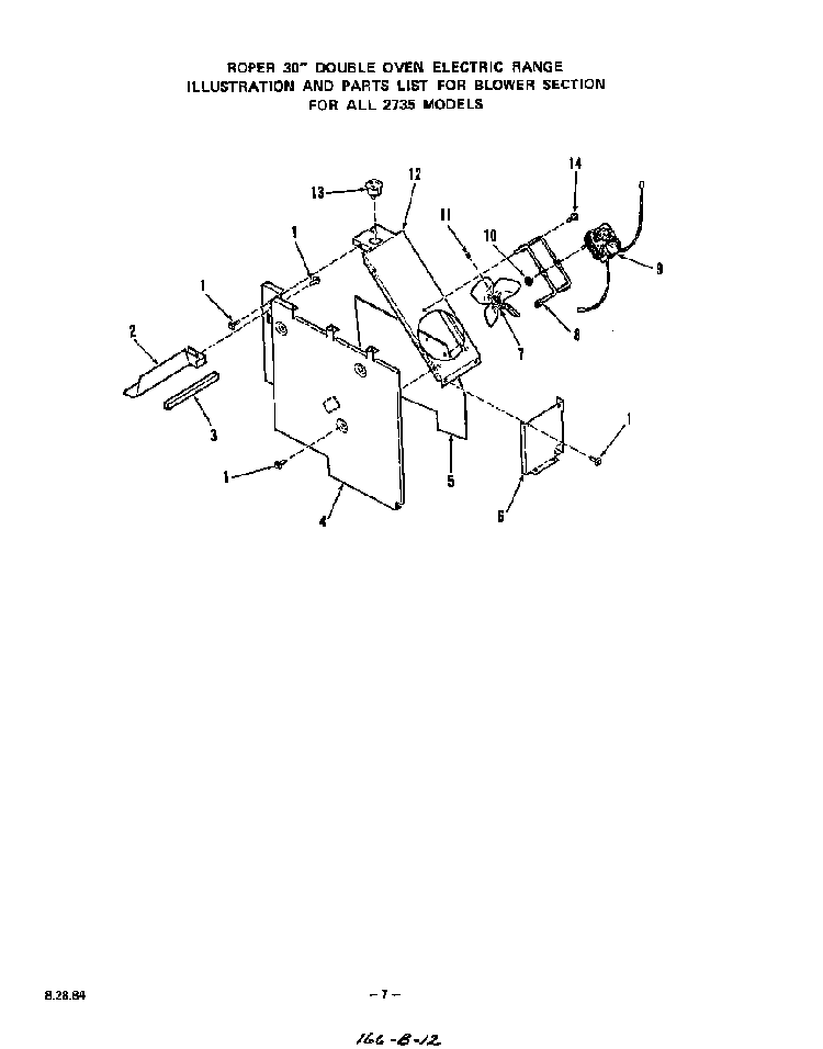 Blower Diagram and Parts List for 2735*0A  Roper Range