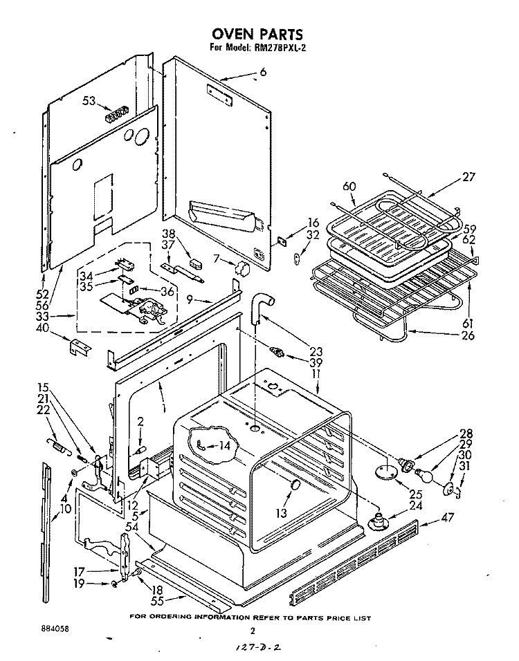 OVEN Diagram and Parts List for RM278PXL2  Whirlpool Microwave Oven Combo