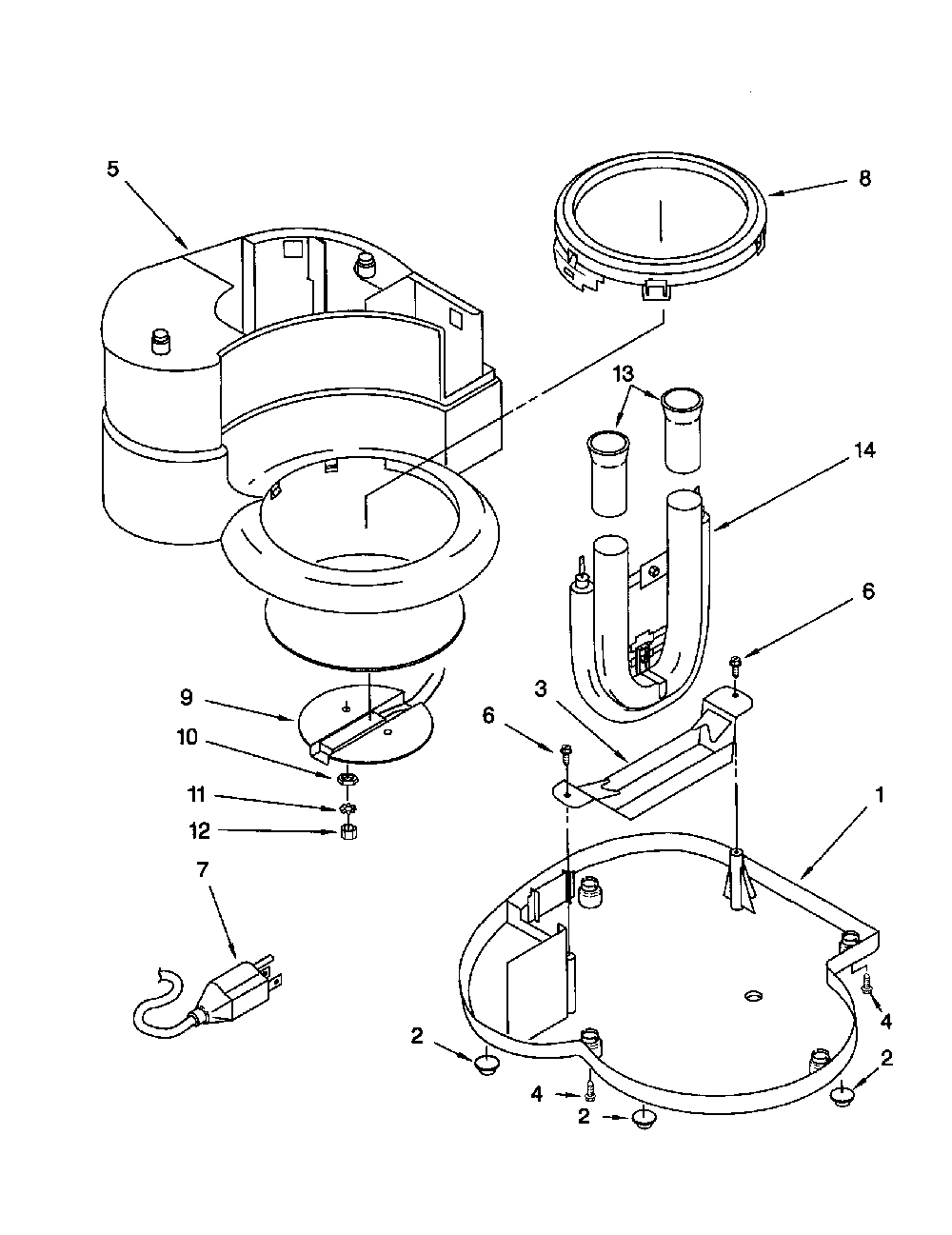 Heater Element And Power Cord Diagram and Parts List for KCM200OB0  KitchenAid Coffee Maker
