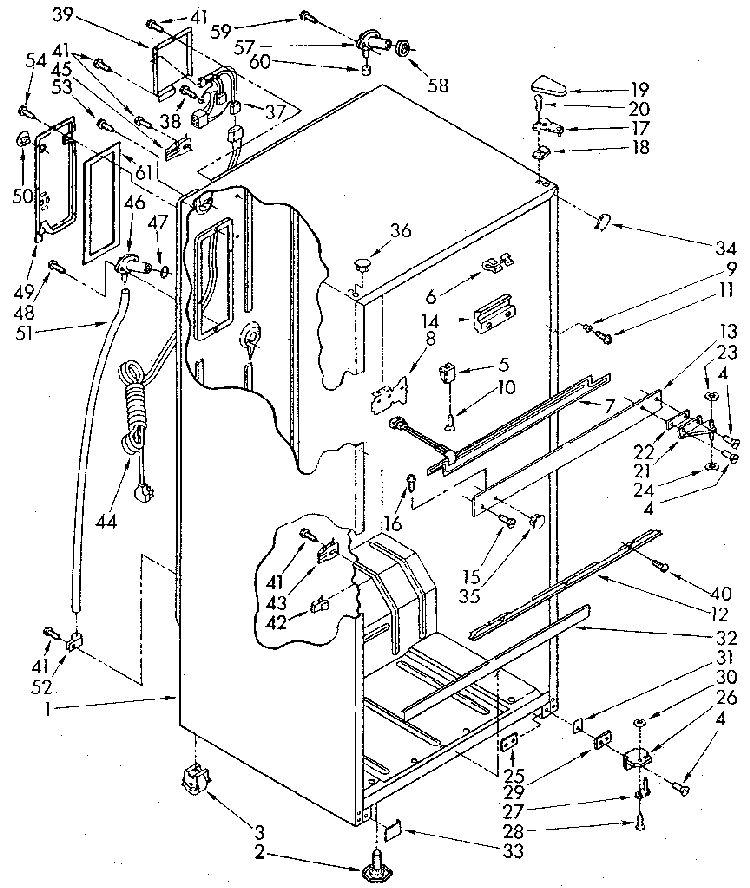 Cabinet Diagram and Parts List for ET18NKXSF02  Whirlpool Refrigerator