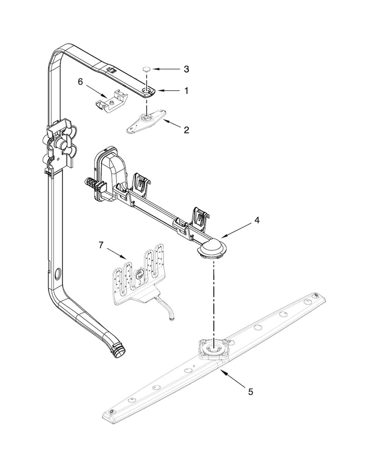 Upper Wash And Rinse Parts Diagram and Parts List for KDTE204EBL0  KitchenAid Dishwasher