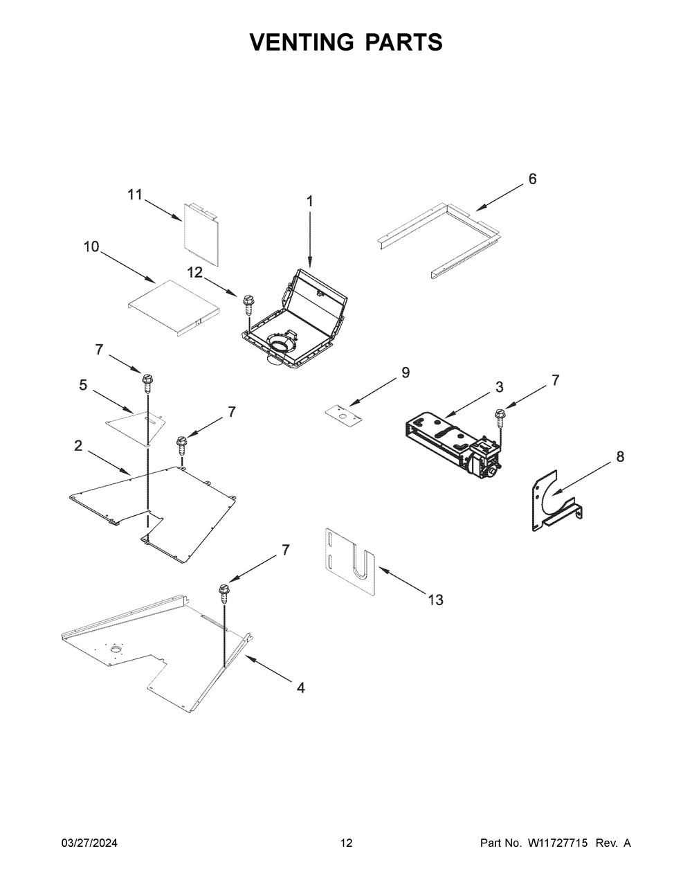 Venting Parts Diagram and Parts List for KFGC558JSS07  KitchenAid Range