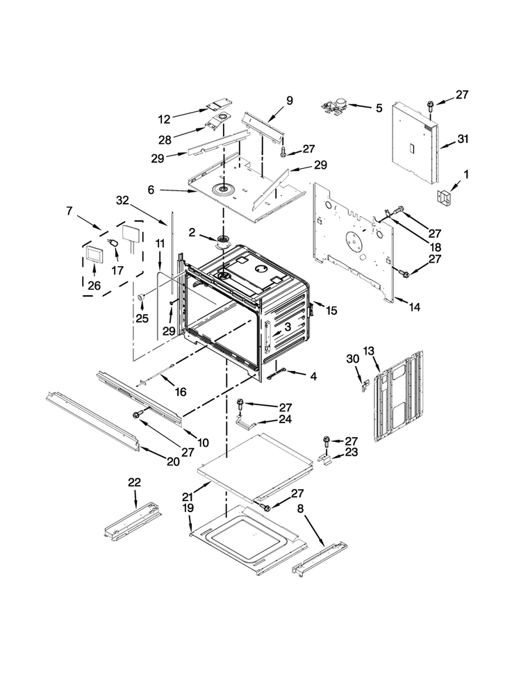 Oven Parts Diagram and Parts List for WOC97ES0ES00  Whirlpool Microwave