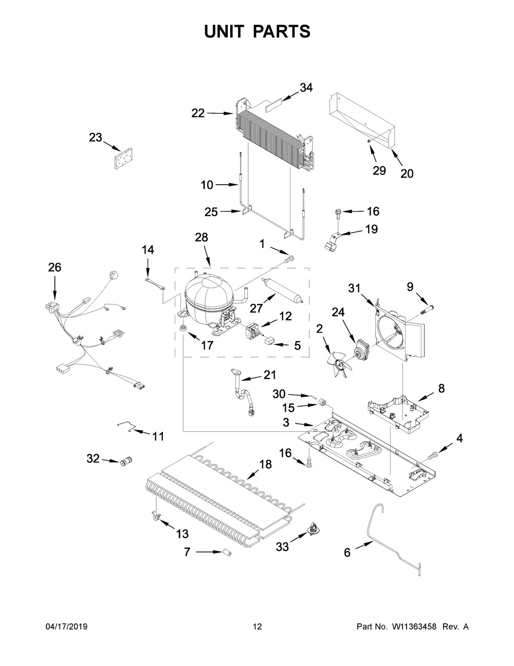Unit Parts Diagram and Parts List for WRF555SDHB01  Whirlpool Refrigerator