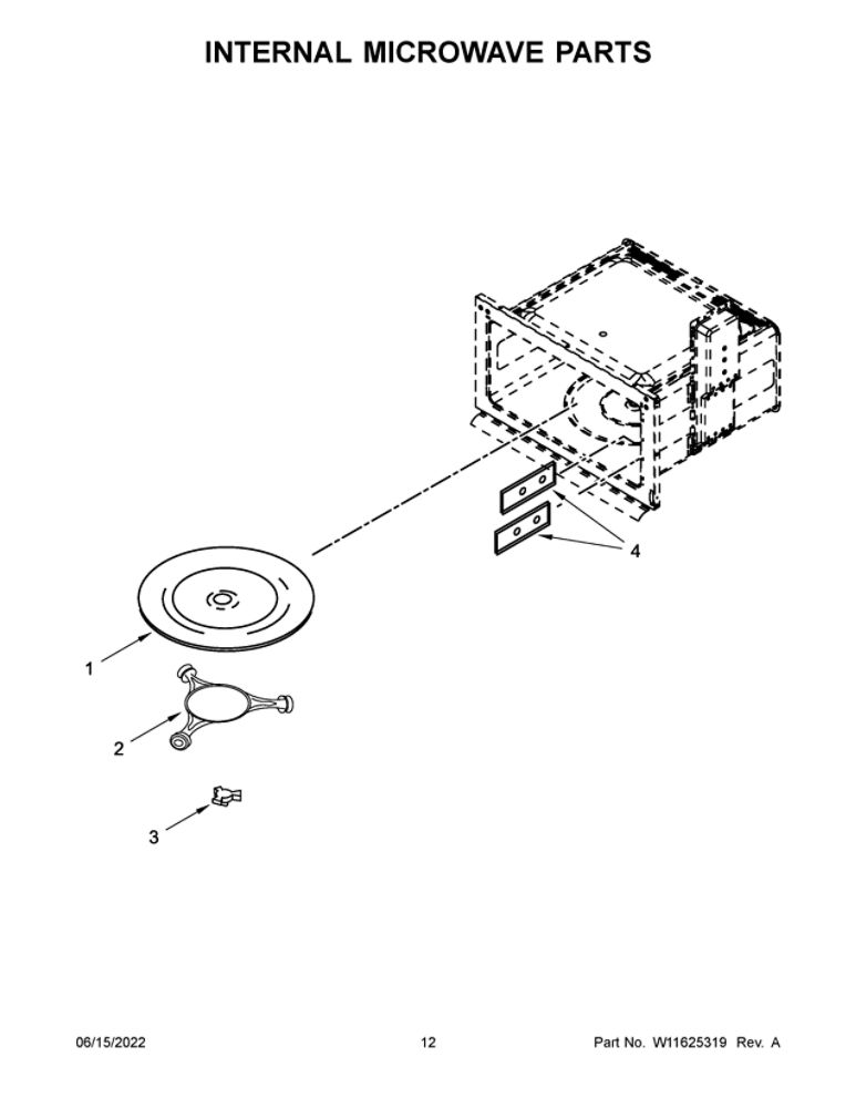 Internal Microwave Parts 1 Diagram and Parts List for WOC75EC7HS20  Whirlpool Microwave Oven Combo