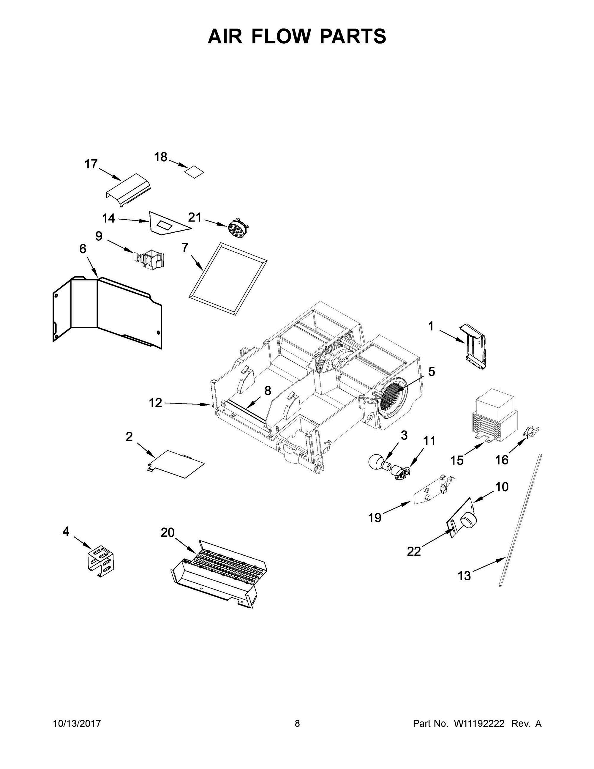 05 - AIR FLOW PARTS Diagram and Parts List for YMMV4205FW2  Whirlpool Microwave