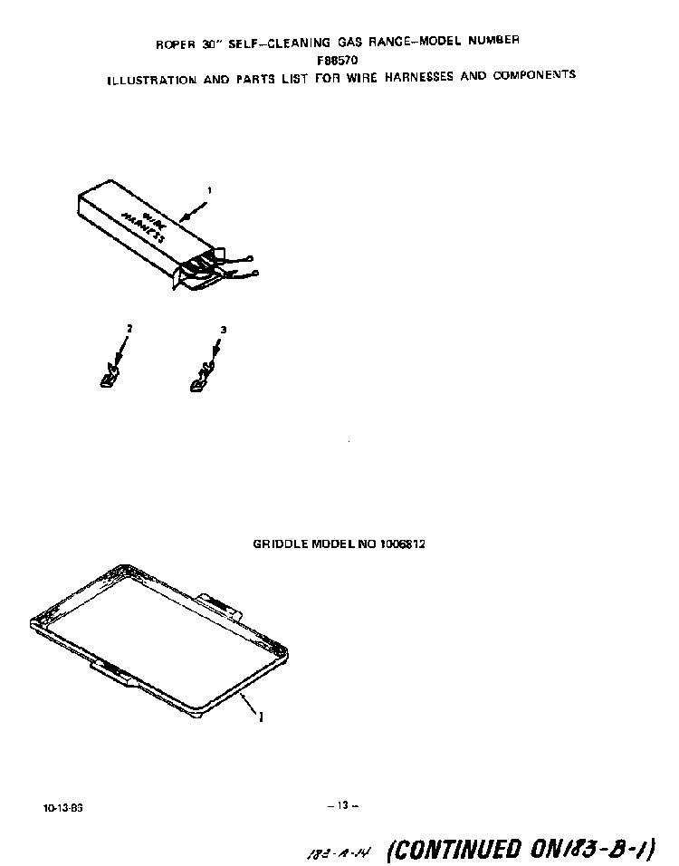 Wire Harness Diagram and Parts List for F8857*0  Roper Range