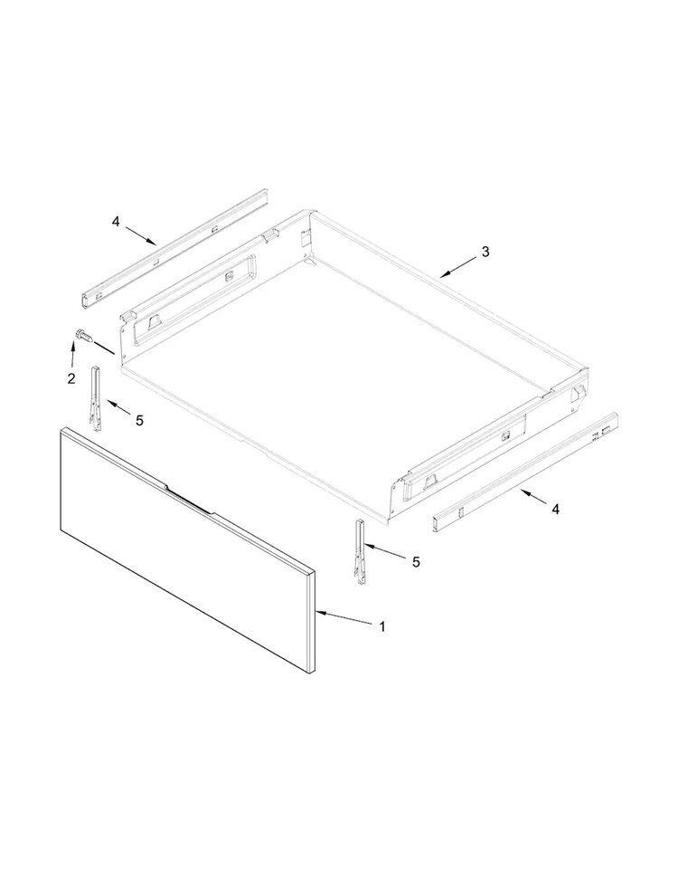 Drawer Parts Diagram and Parts List for WFE540H0EB0  Whirlpool Range