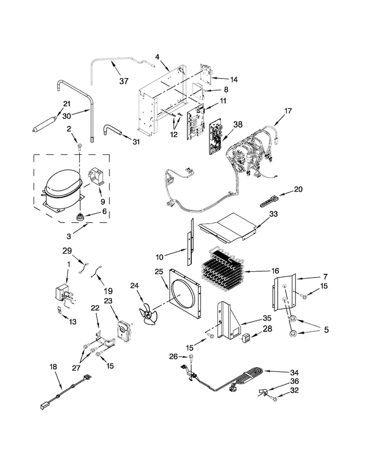 Upper Unit Parts Diagram and Parts List for KSSC42QVS06  KitchenAid Refrigerator