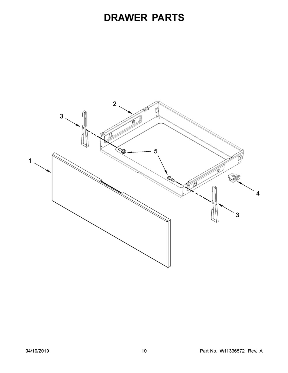 Drawer Parts Diagram and Parts List for YWFC310S0ES3  Whirlpool Range