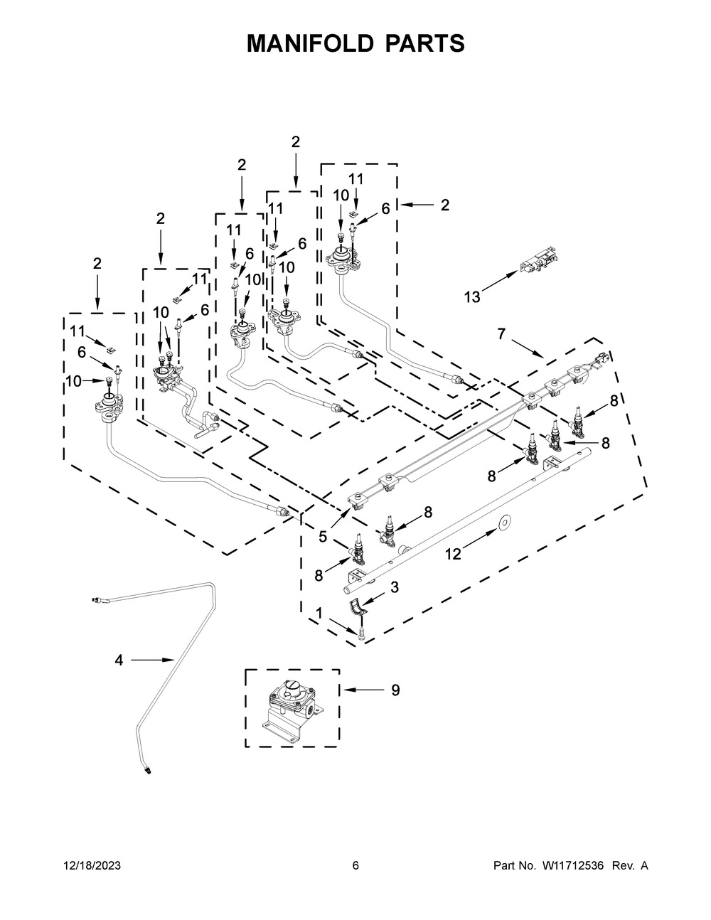 Manifold Parts Diagram and Parts List for YKSDB900ESS9  KitchenAid Range