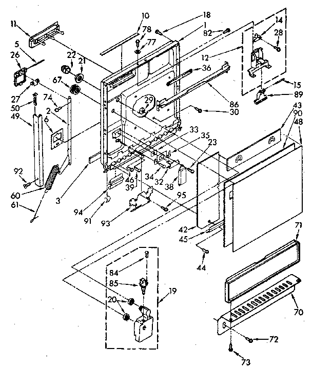 Door Diagram and Parts List for DU7400X5-0  Whirlpool Dishwasher