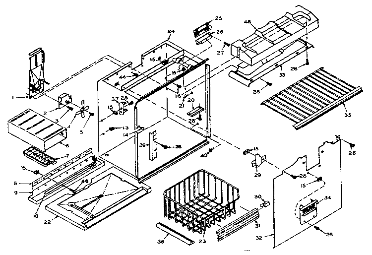 Freezer Section Parts Diagram and Parts List for 106W14G  Kenmore Refrigerator