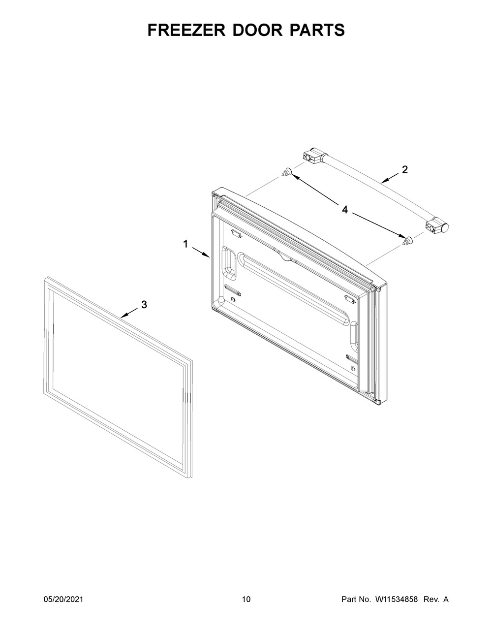 Freezer Door Parts Diagram and Parts List for MFF2258FEZ06  Whirlpool Refrigerator