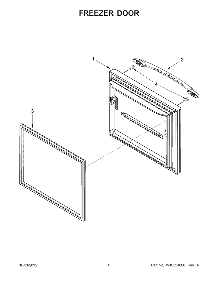 FREEZER DOOR Diagram and Parts List for EB9FVHLWS03  Whirlpool Refrigerator
