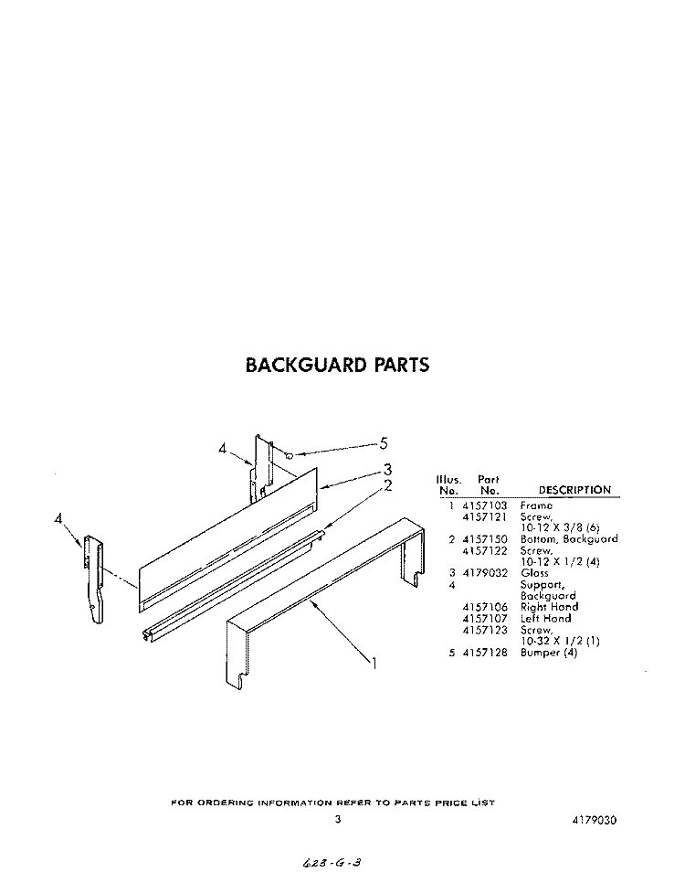 BACKGUARD Diagram and Parts List for SF302ESRW0  Whirlpool Range