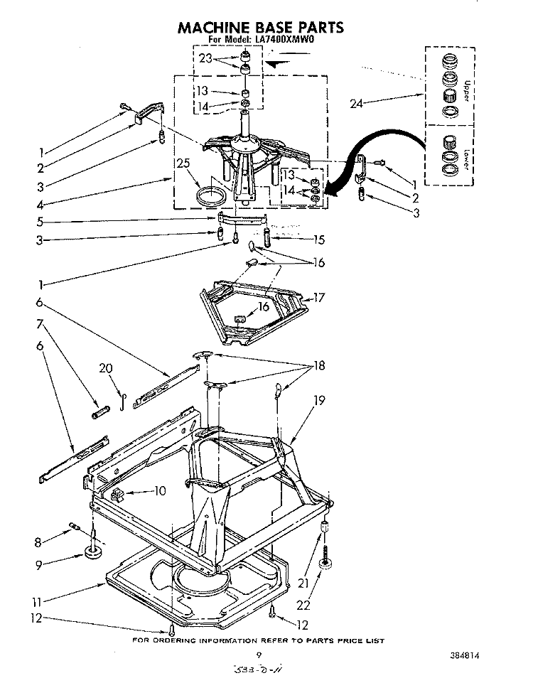 MACHINE BASE Diagram and Parts List for LA7400XMW0  Whirlpool Washer