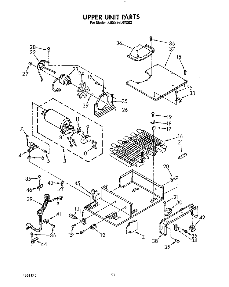 UPPER UNIT Diagram and Parts List for KSSS36DWX02  KitchenAid Refrigerator