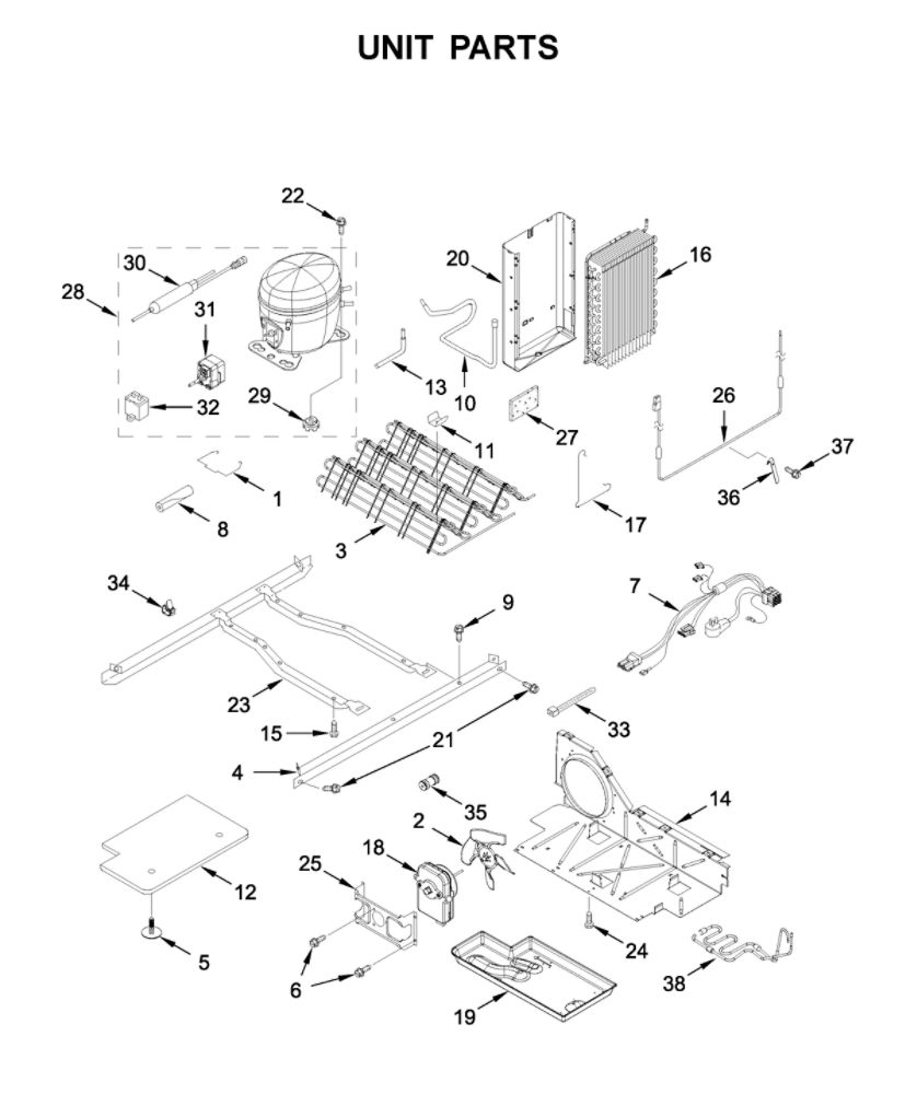 Unit Parts Diagram and Parts List for WRS315SDHB02  Whirlpool Refrigerator