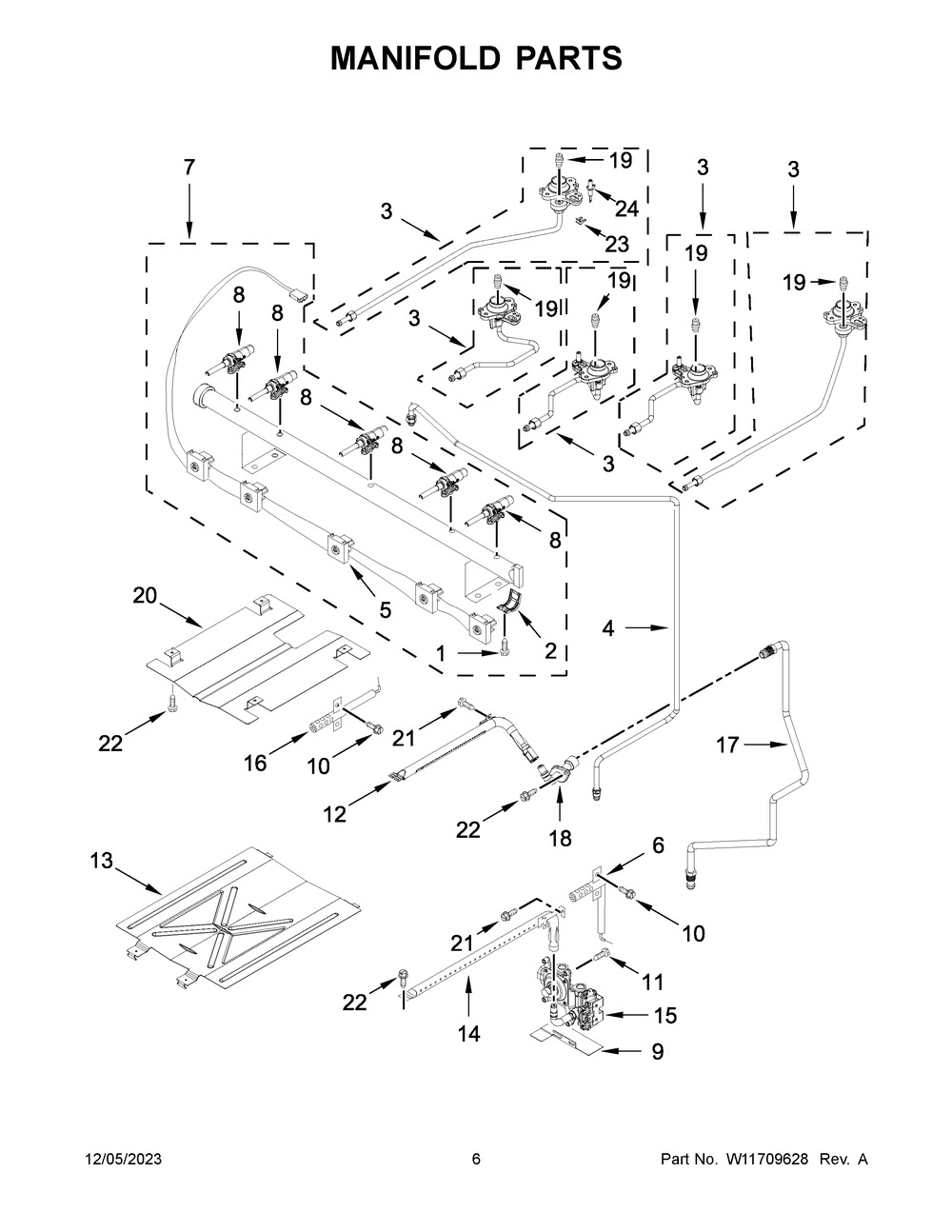 Manifold Parts Diagram and Parts List for WFG535S0LZ5  Whirlpool Range