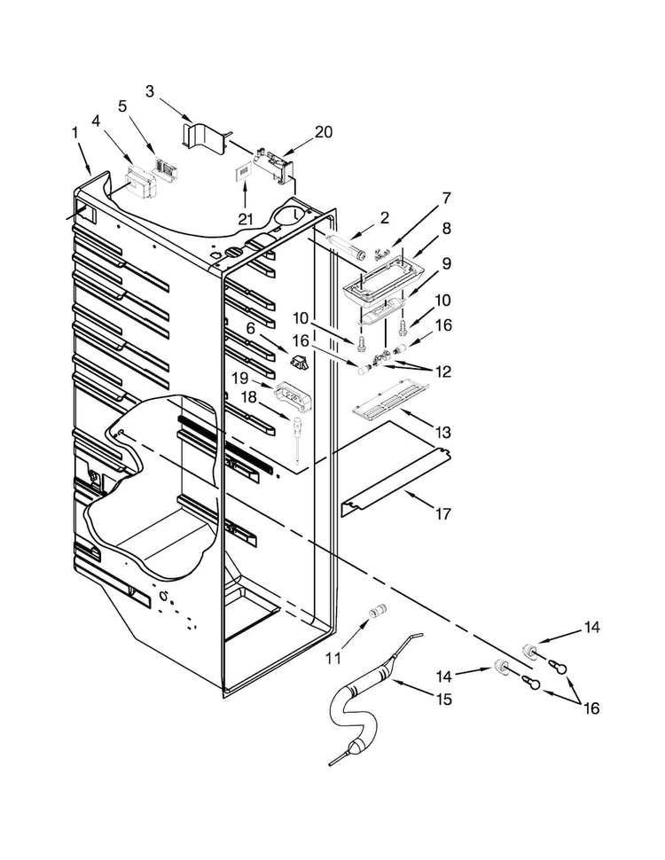 Refrigerator Liner Parts Diagram and Parts List for WRS576FIDM00  Whirlpool Refrigerator