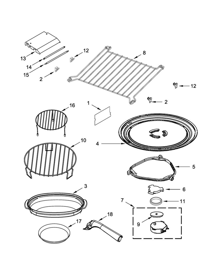 Turntable Parts Diagram and Parts List for KMHP519ESS0  KitchenAid Microwave