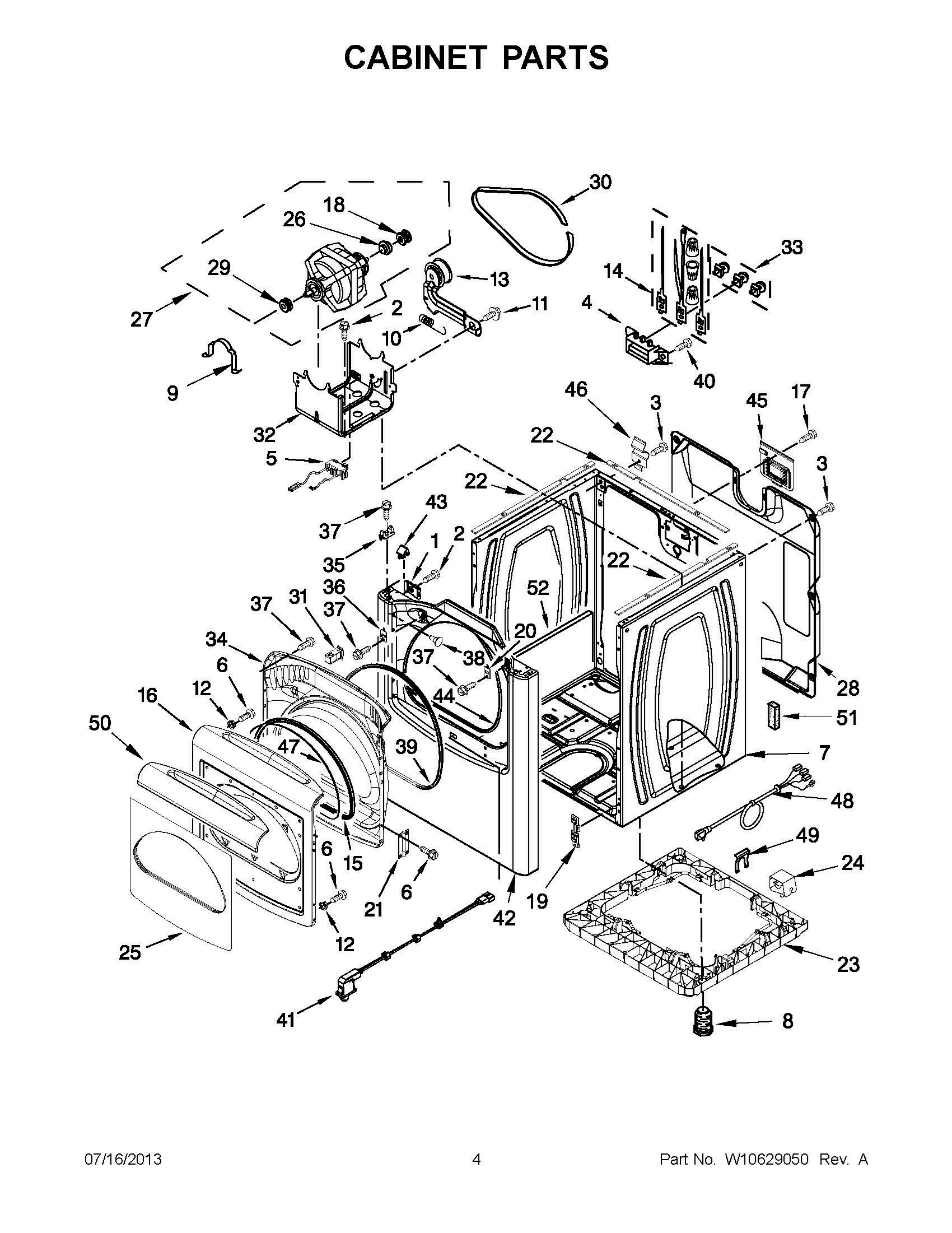 02 - CABINET PARTS Diagram and Parts List for YWED8900BC0  Whirlpool Dryer