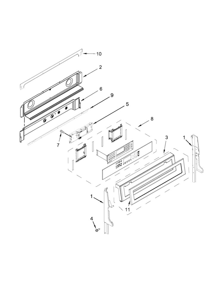 Control Panel Parts Diagram and Parts List for KFID500ESS00  KitchenAid Range