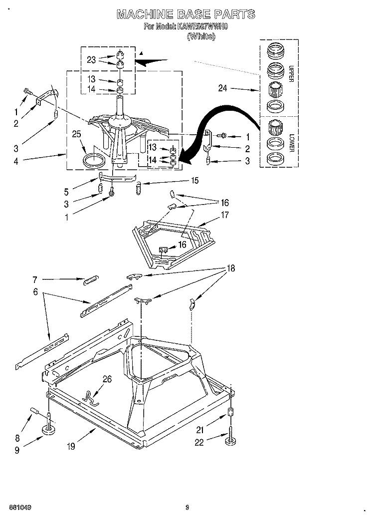 MACHINE BASE Diagram and Parts List for KAWE567WWH0  KitchenAid Washer