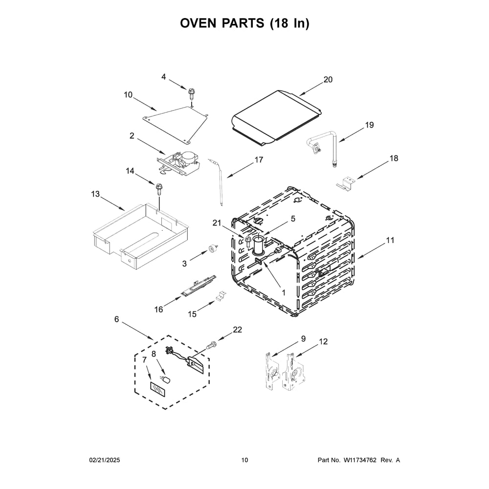 Oven Parts (18 In) Diagram and Parts List for KFGC558JAV07  KitchenAid Range