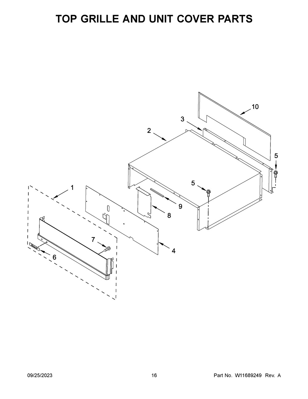 Top Grille And Unit Cover Parts Diagram and Parts List for KBBL306ESS05  KitchenAid Refrigerator