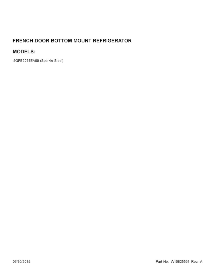Cover Sheet Diagram and Parts List for 5GFB2058EA00  Whirlpool Refrigerator