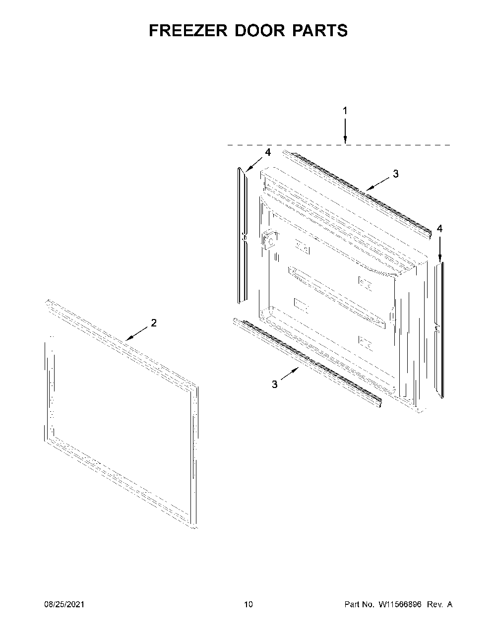 Freezer Door Parts Diagram and Parts List for KRFC302EPA05  KitchenAid Refrigerator
