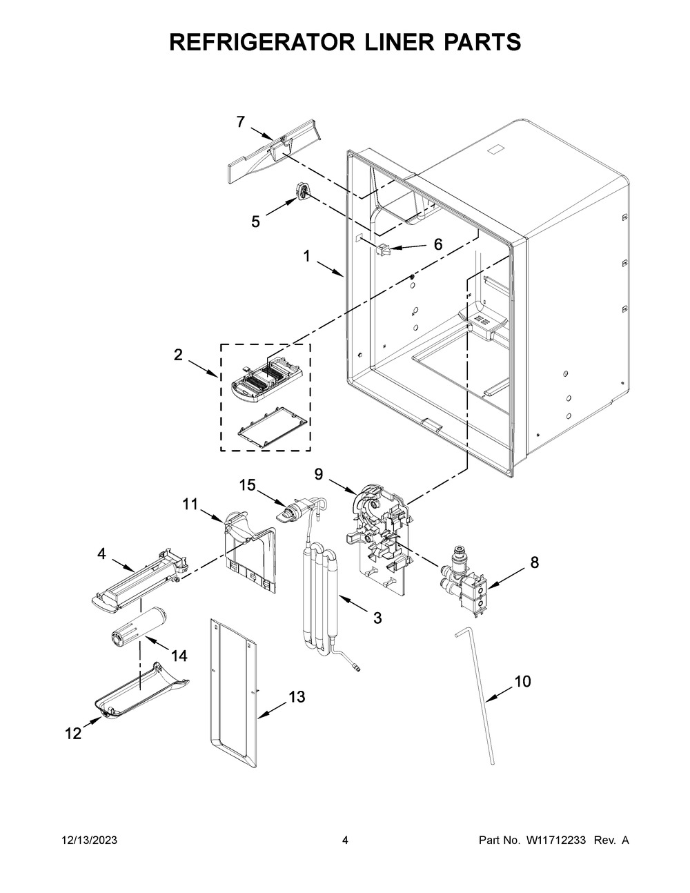 Refrigerator Liner Parts Diagram and Parts List for WRX735SDHV08  Whirlpool Refrigerator