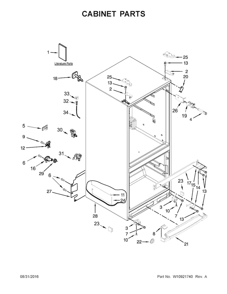 Cabinet Parts Diagram and Parts List for KRFF300EBS00  KitchenAid Refrigerator