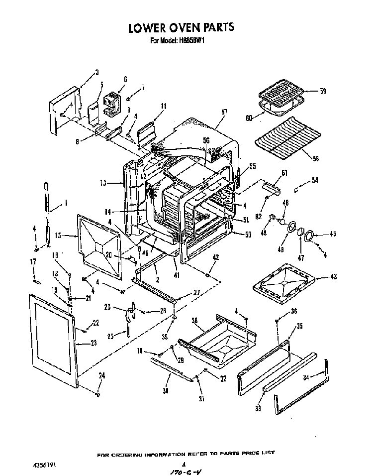 Lower Oven Diagram and Parts List for H8858*1  Roper Range