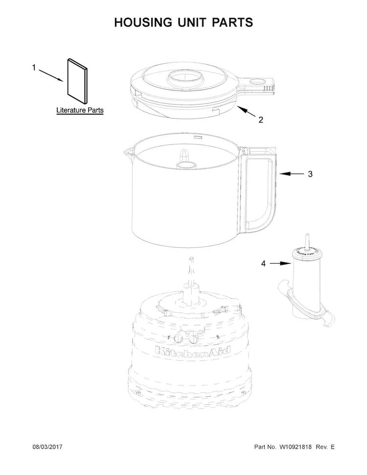 Housing Unit Parts Diagram and Parts List for 5KFC3516EAC0  KitchenAid Food Processor