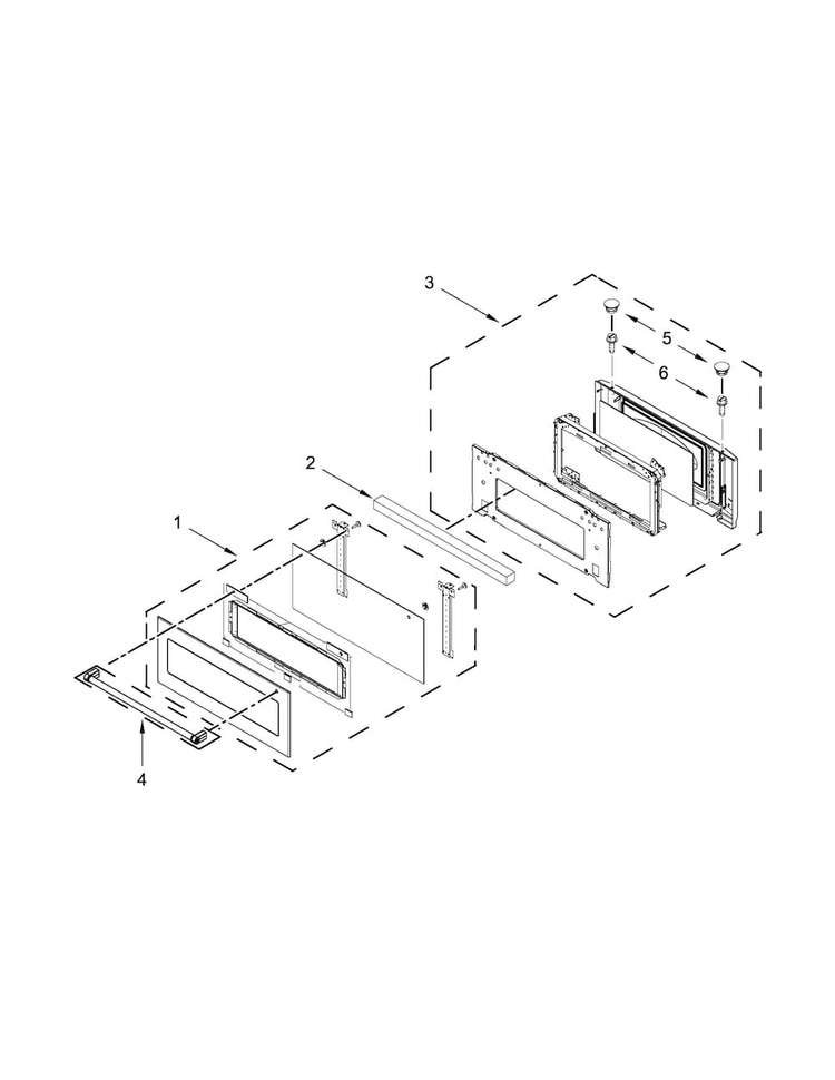 Microwave Door Parts Diagram and Parts List for KOCE500EBL04  KitchenAid Microwave