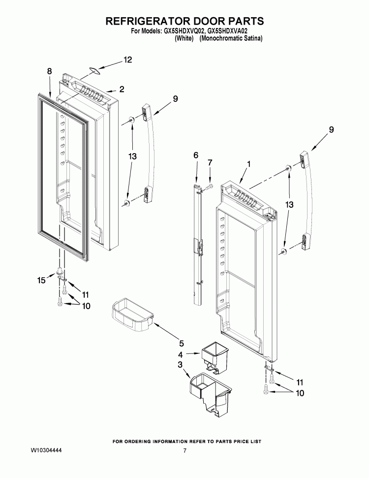 REFRIGERATOR DOOR PARTS Diagram and Parts List for GX5SHDXVA02  Whirlpool Refrigerator