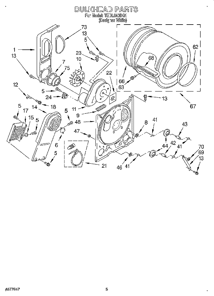 SECTION Diagram and Parts List for TEDL640DQ1  Whirlpool Dryer