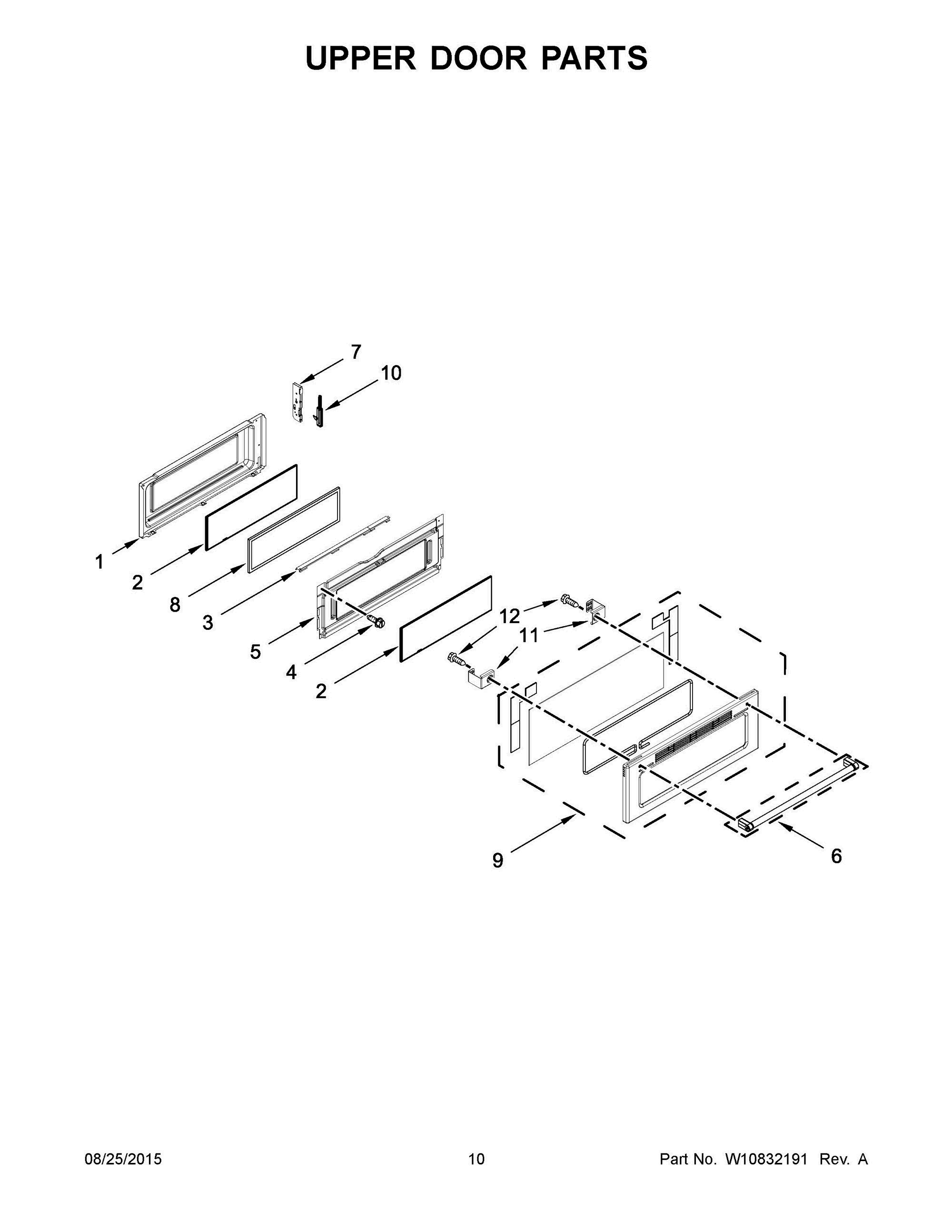 06 - UPPER DOOR PARTS Diagram and Parts List for YKFED500ESS1  Whirlpool Range