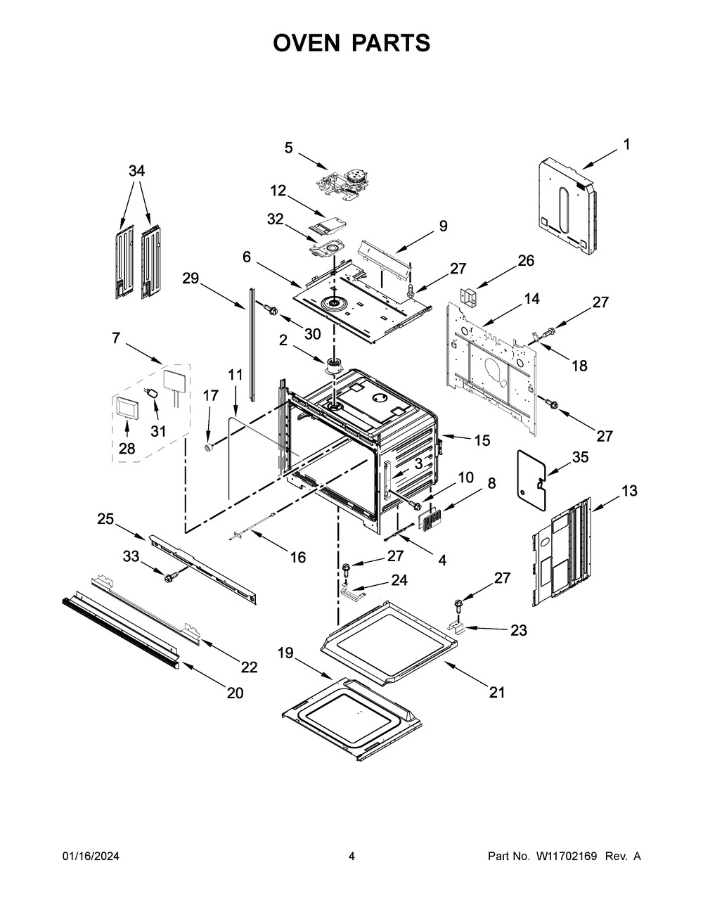 Oven Parts Diagram and Parts List for KOES530PSS00  KitchenAid Wall Oven