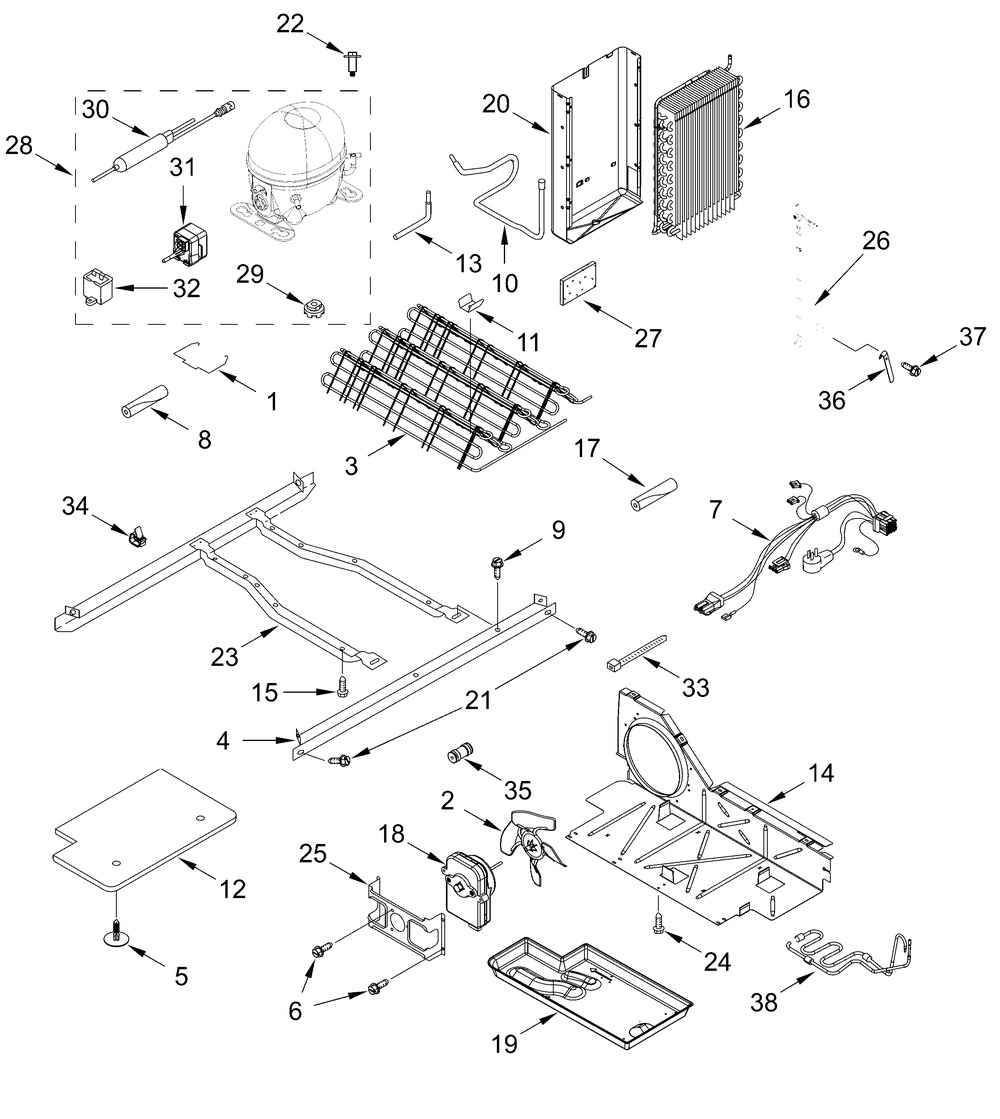 Unit Parts Diagram and Parts List for WRS315SDHW09  Whirlpool Refrigerator