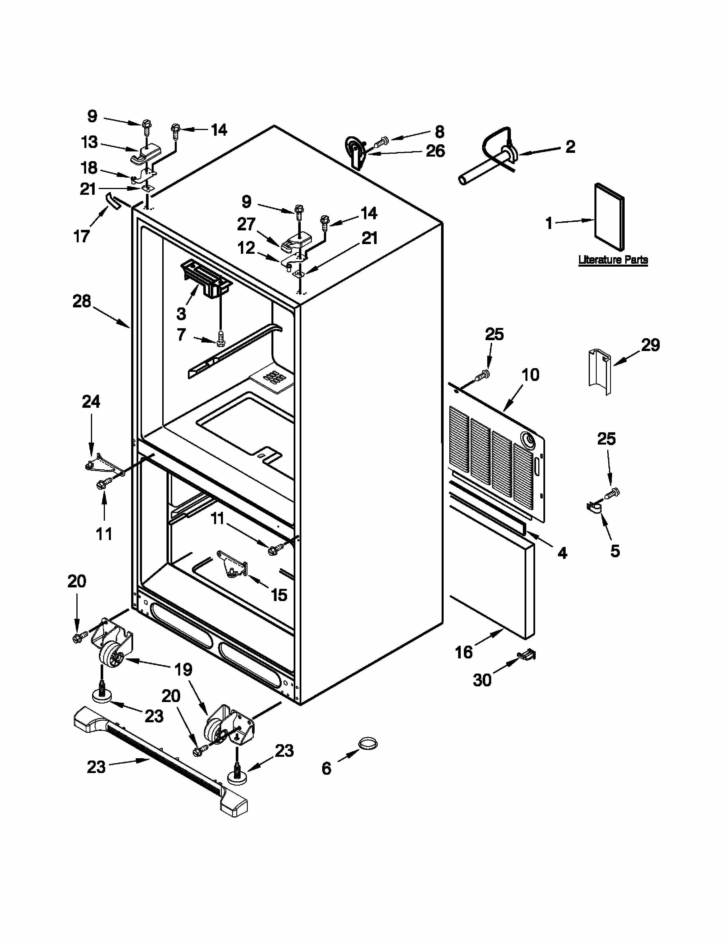 Cabinet Parts Diagram and Parts List for 59679463410  Kenmore Refrigerator