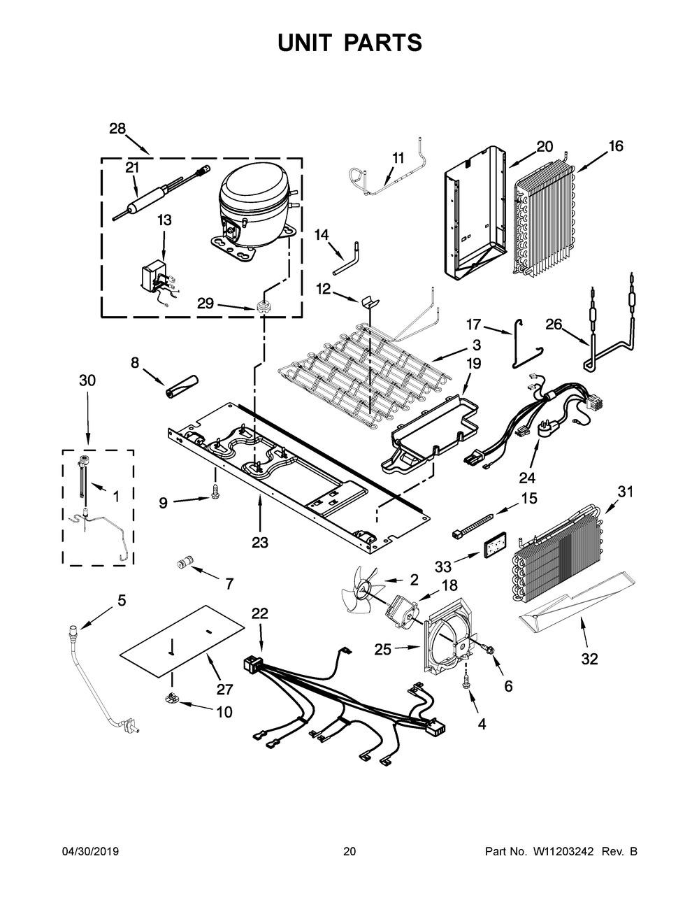 Unit Parts Diagram and Parts List for KRSC503ESS01  Whirlpool Refrigerator