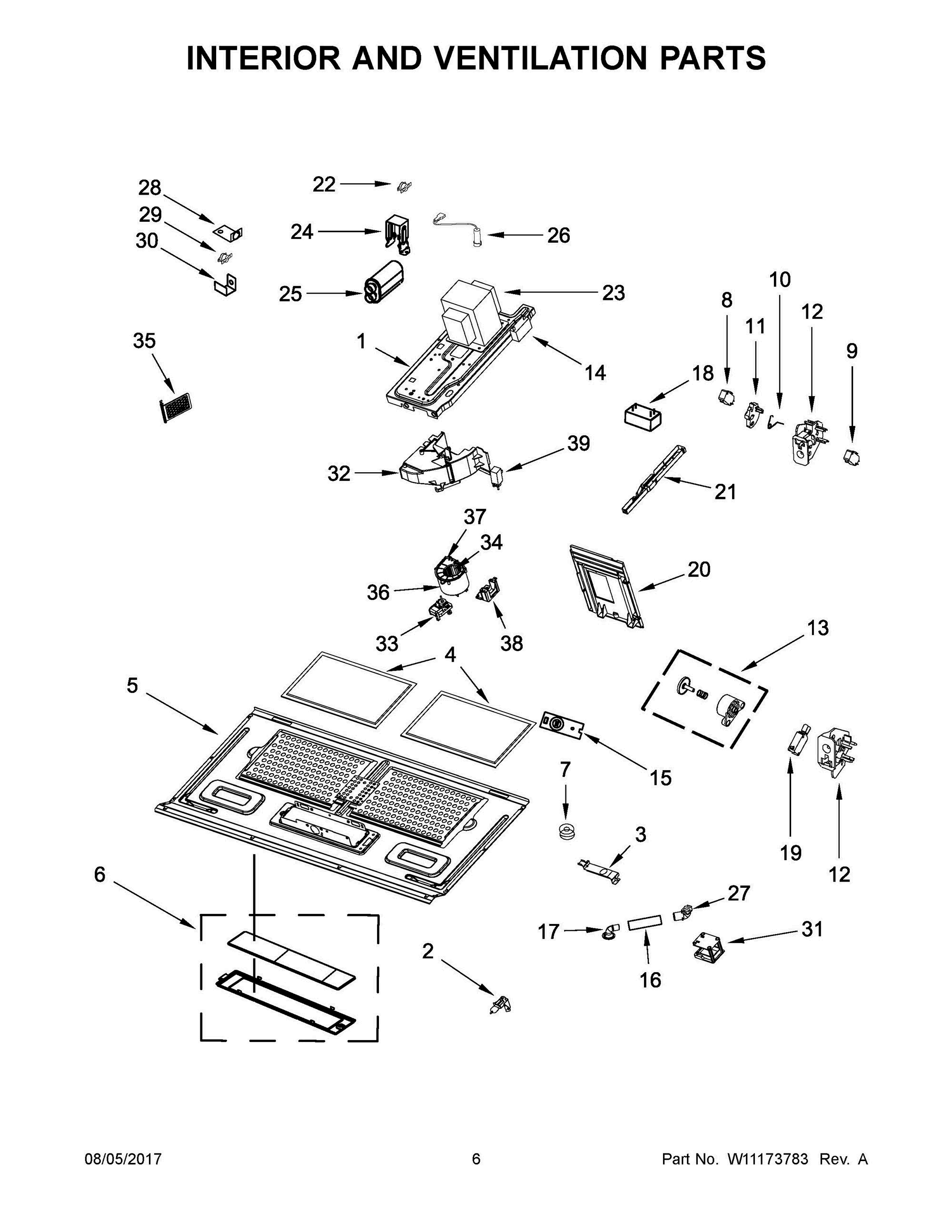 04 - INTERIOR AND VENTILATION PARTS Diagram and Parts List for KMHC319ESS3  Whirlpool Microwave Oven Combo