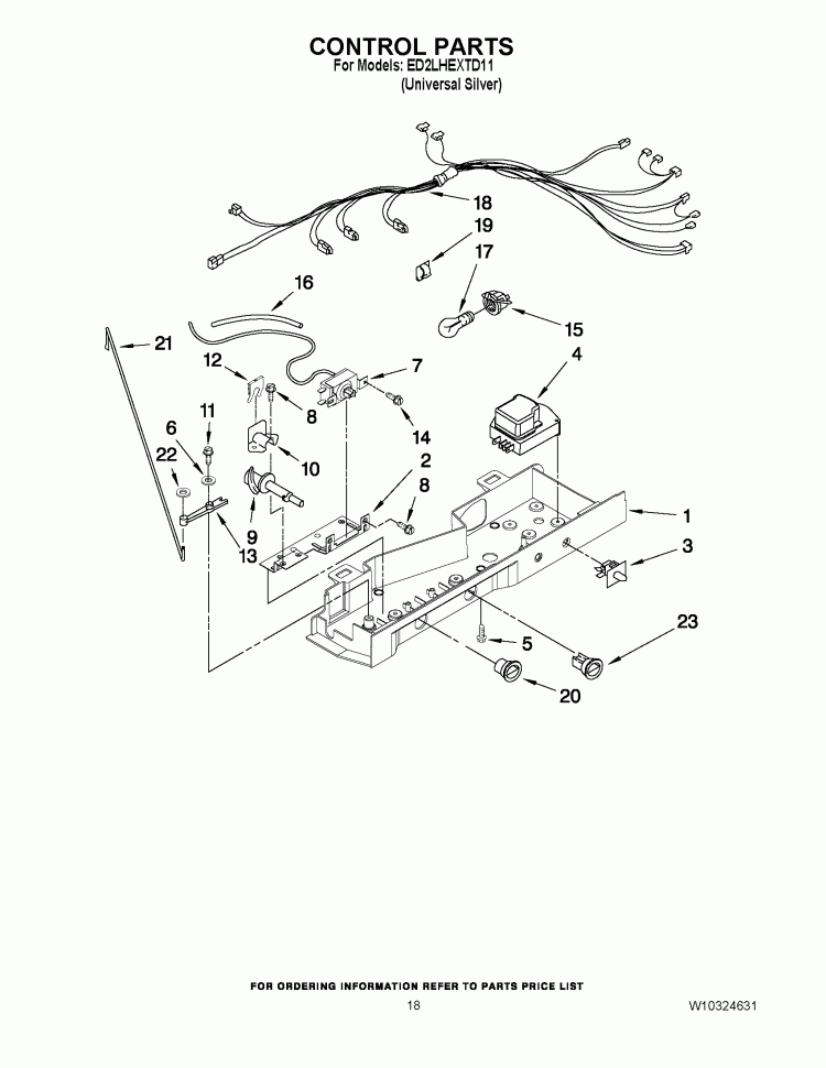 CONTROL PARTS Diagram and Parts List for ED2LHEXTD11  Whirlpool Refrigerator