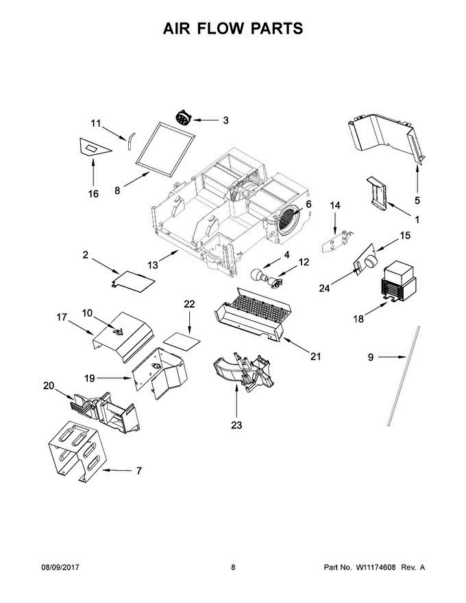 05 - Air Flow Parts Diagram and Parts List for WMHA9019HV0  Whirlpool Microwave Oven Combo