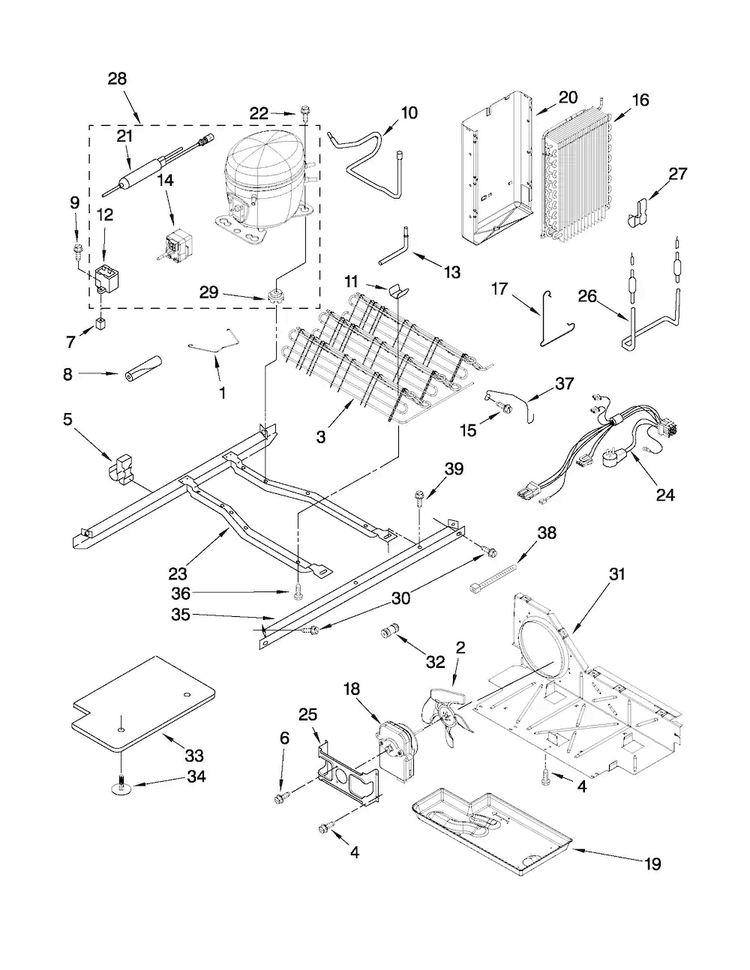 Unit Parts Diagram and Parts List for 10659912703  Kenmore Refrigerator