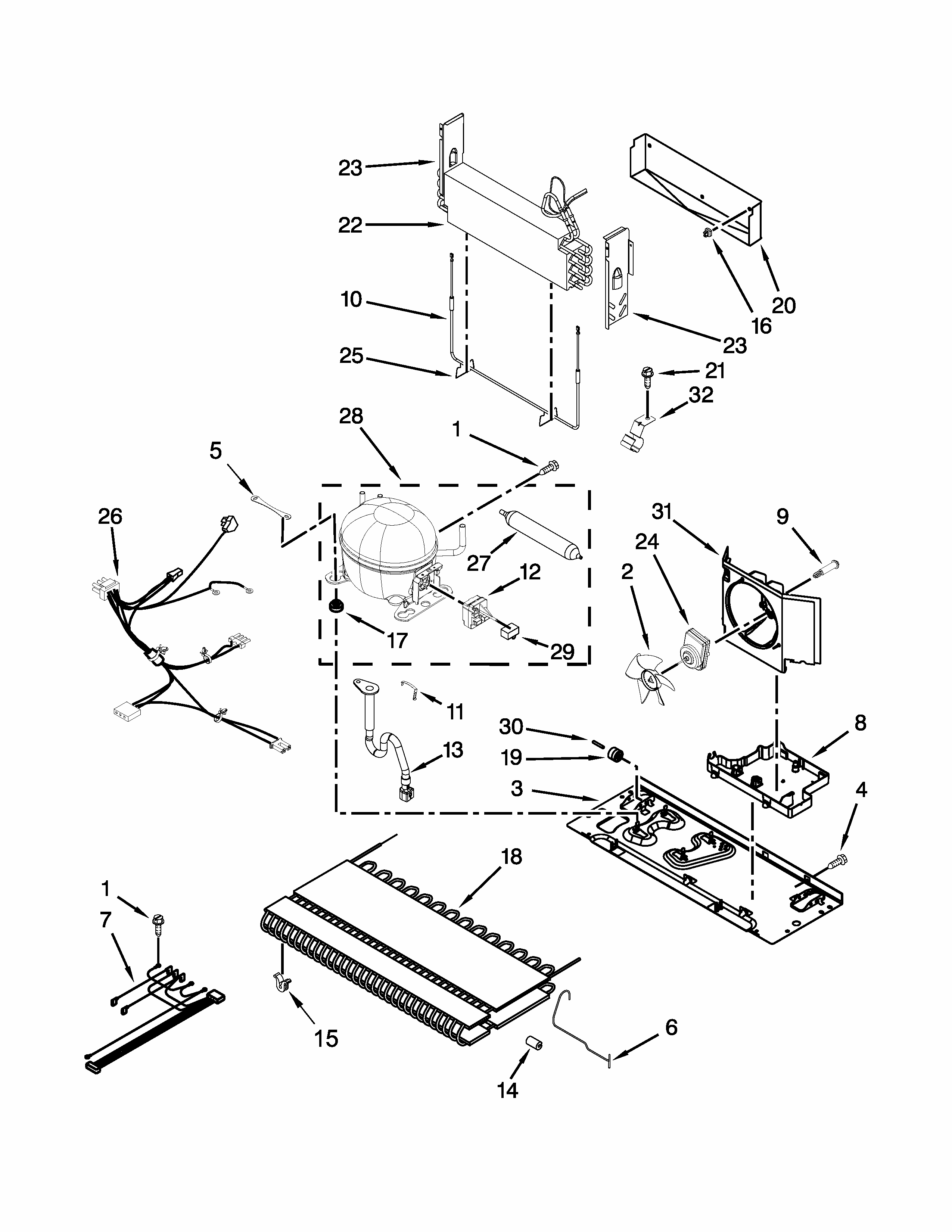 Unit Parts Diagram and Parts List for IX3HHEXDSM00  Whirlpool Refrigerator